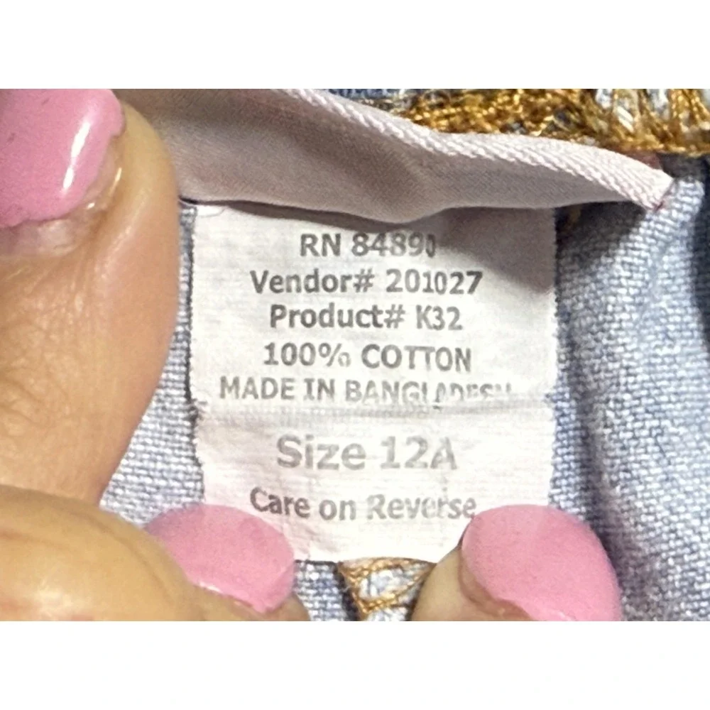 American Sweetheart Pants Girls Size 12A Light Blue‎ Denim Cropped Elastic Waist